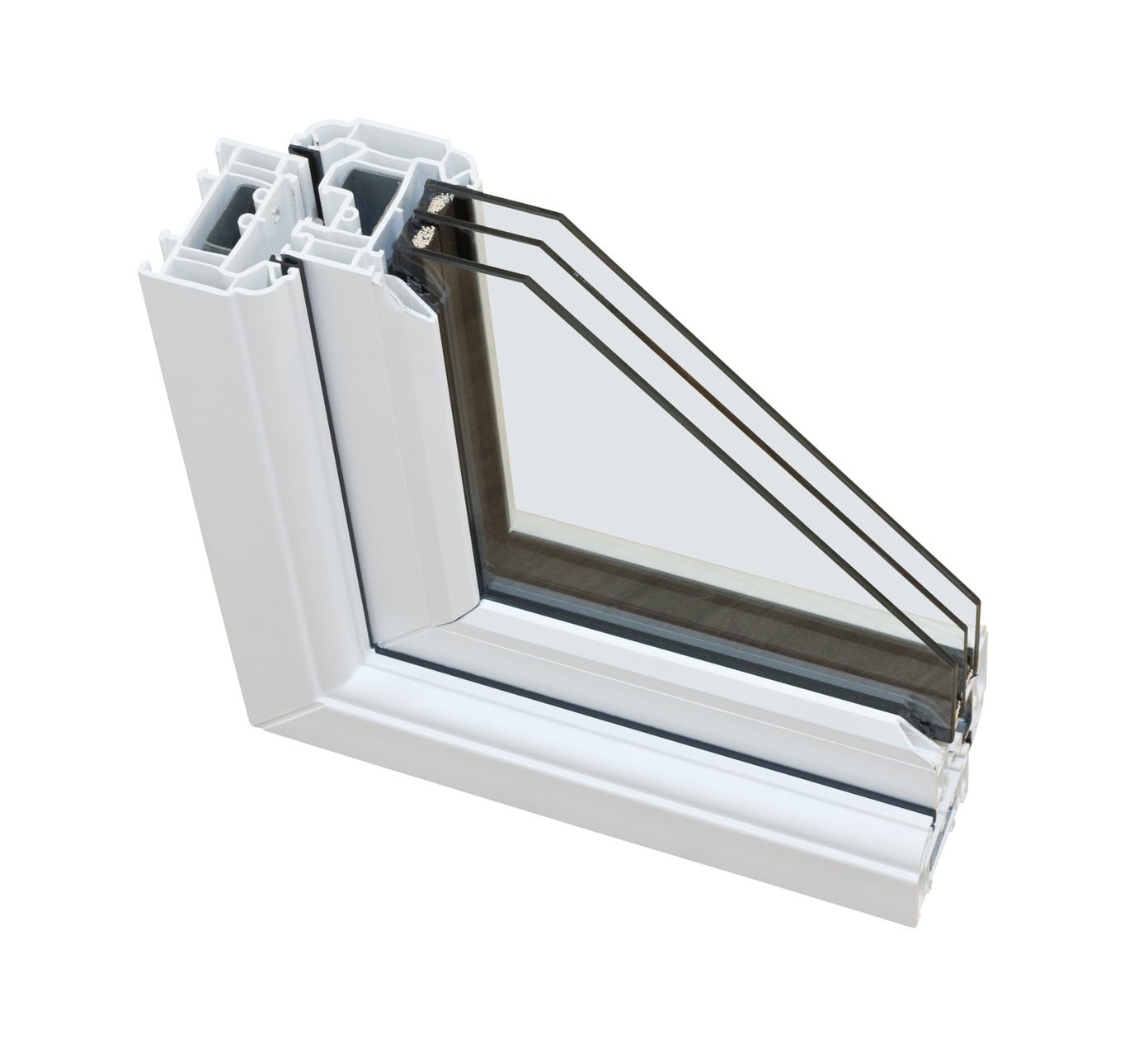 UPVC triple glazing cross section